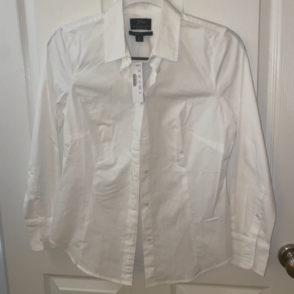 J.Crew 2P Curvy Slim Stretch Perfect Shirt in White